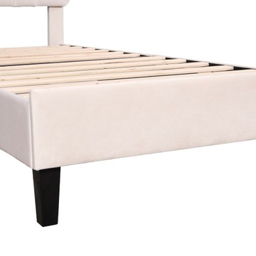 Tapicerowane łóżko dziecięce aksamitny beż 90 x 200 cm pojedyncze łóżko
