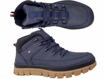 TOMMY HILFIGER TRAPERY KOZAKI BUTY WORKERY GRANAT