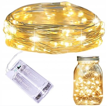 LAMPKI DRUCIKI 20 LED na BATERIE Łańcuch świetlny na drucie 2 metry