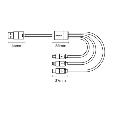 USB-кабель Baseus StarSpeed ​​3.5A 1,2м 3в1 — черный