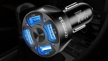Ładowarka do AUTA 4x USB PD QC 3.0 do Telefonu + Kabel SZYBKIE ŁADOWANIE