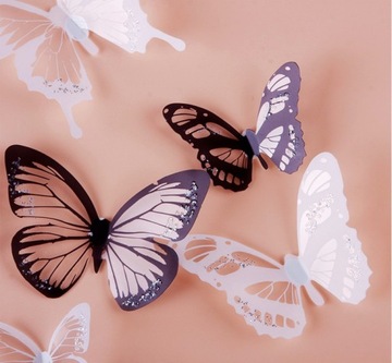 3D наклейки на стену с бабочками, черно-белые бабочки, большой набор из двух листов