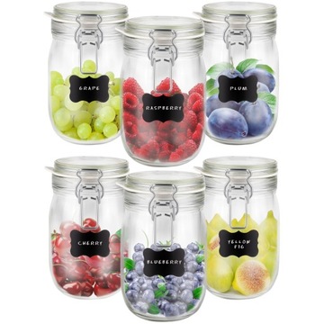 6 x Słoik szklany z klipsem 1000ml pojemnik 1L