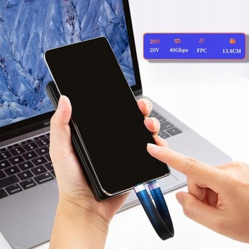 Короткий кабель USB C, 100 Вт, 0,5 фута, 40 Гбит/с