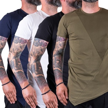 Granat T-SHIRT asymetryczny dół+siatka MIKA r. M