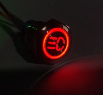 Przycisk światła drogowe długie 16mm podświetlany LED 12V 24V SPDT On-On bi