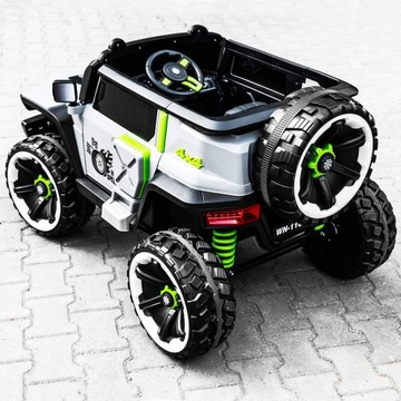 АВТОМОБИЛЬ НА АККУМУЛЯТОРЕ 30 КГ ПУЛЬТ ДИСТАНЦИОННОГО УПРАВЛЕНИЯ КОЖАНЫЙ 4x4 ФАРЫ 2 ЧЕЛОВЕКА 4 ДВИГАТЕЛЯ ДЕТИ