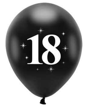 Balon 18 urodziny czarny osiemnatka balony 18