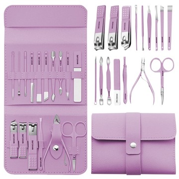 PROFESJONALNY ZESTAW DO MANICURE I PEDICURE 16 SZT PINK
