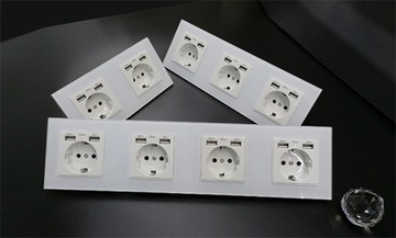 СТЕКЛЯННАЯ РОЗЕТКА ЧЕТЫРЕХРОЗЕТКА +8X USB-ЗАРЯДНОЕ УСТРОЙСТВО