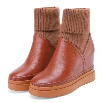 40plus Velvet Bootswomen Fashion Wines Mid Caste Boots orygine krowie skórz