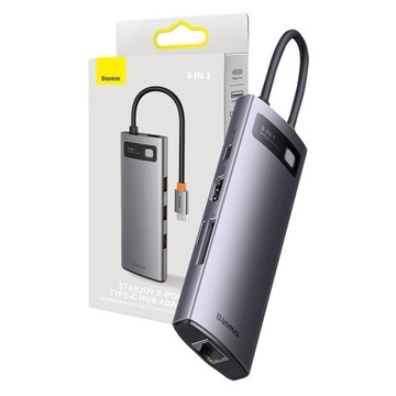 BASEUS ADAPTER HUB USB-C 8W1 3X USB 3.1 HDMI 4K USB-C PD 100W RJ45 MICRO SD