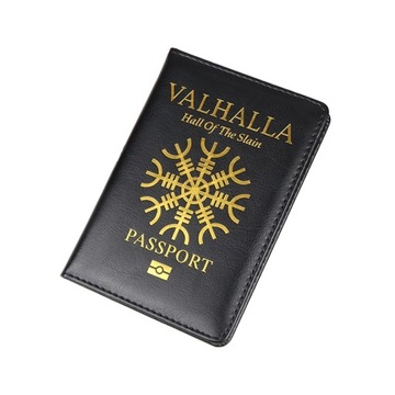 OKŁADKA CZARNE ETUI NA PASZPORT DOKUMENTY VALHALLA HELM OF AWE