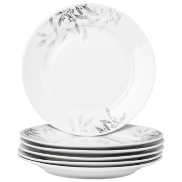 ФАРФОРОВЫЙ ОБЕДЕННЫЙ СЕРВИС 18 ПРЕДМЕТОВ НА 6 ПЕРСОН НАБОР БЕЛЫХ ЧЕРНЫХ ТАРЕЛОК