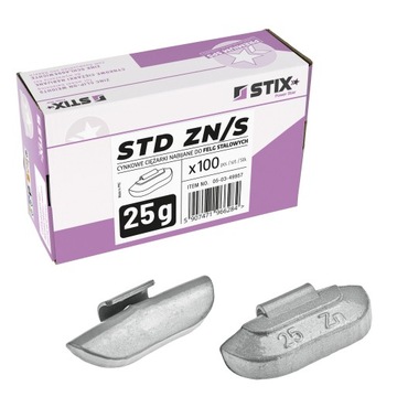 CIĘŻARKI NABIJANE CYNKOWE DO FELG STALOWYCH ZN/S 25G / 100 SZT. - STIX