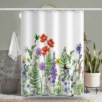 Zasłona Prysznicowa 180 x 220cm Wodoodporny Kurtyna Wanna 24 Szt Haczyki