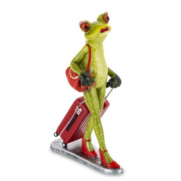 FIGURKA ŻABA Z WALIZKĄ PODRÓŻNICZKA 18CM