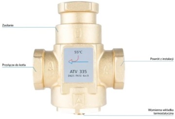 ТЕМПЕРАТУРНЫЙ КЛАПАН ATV 335 DN25 55°C AFRISO 16 335 10