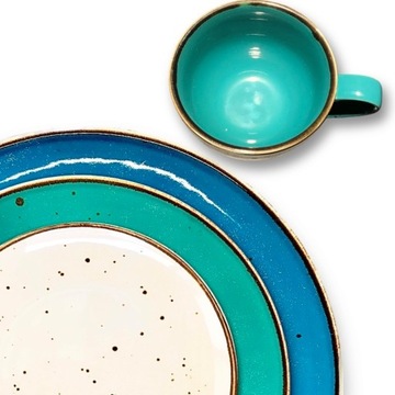 Serwis obiadowy + filiżanki + dodatki 12/64 porcelana Alumina MORSKI zestaw
