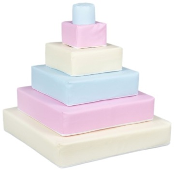 Sada 6 pěnových kostek Pyramida (bílá, růžová (pastel), modrá (pa)
