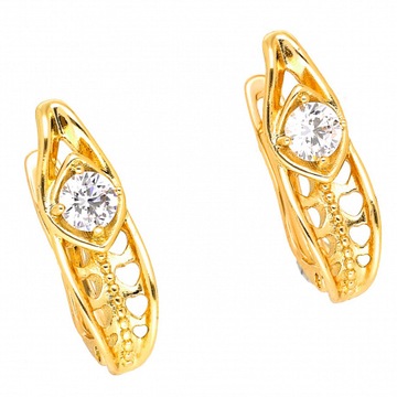 KOLCZYKI ZŁOTE STAL CHIRURGICZNA CRYSTAL 18K