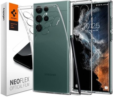 Etui + folia ochronna do Galaxy S22 Ultra, Spigen Liquid Crystal, obudowa
