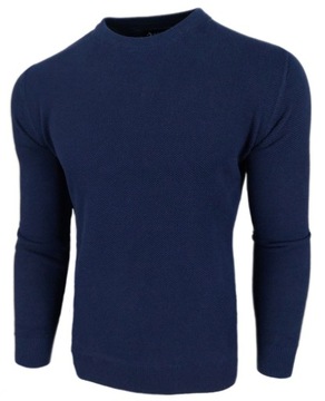 Sweter męski Granatowy Klasyczny Elegancki 100% Bawełna Miły w dotyku S
