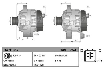 ALTERNÁTOR 75A DAN1357 DENSO SUZUKI SWIFT SX4 III