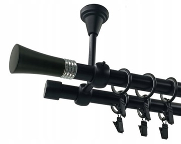 KARNISZ SUFITOWY CZARNY MAT 19+19mm RIVA 360cm