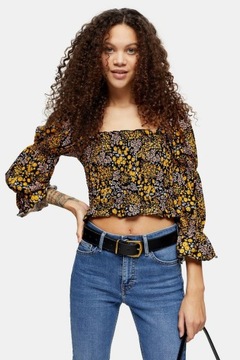 TOPSHOP BLUZKA KWIATY MARSZCZONA HISZPANKA XS 34