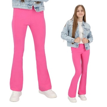 DZIECIĘCE DZWONY LEGGINSY BAWEŁNIANE JASNY RÓŻ 128