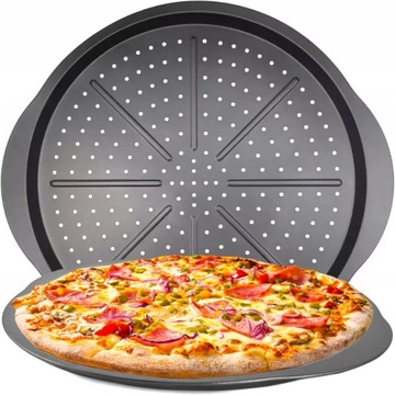 Forma, foremka blacha do pieczenia Pizzy duża okrągła z dziurkami XL