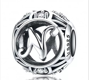 CHARMS ZAWIESZKA LITERA N LITERKA S925