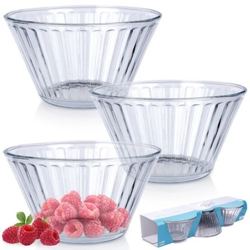 3x САЛАТНИКИ маленькие стеклянные миски для салатов, закусок, десертов, мороженого