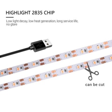 Светодиодный светильник для выращивания растений, лента, светодиодный чип USB 5 В SMD, фитолампа на 1,5 м