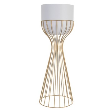 +Gratis. Kwietnik stojący metal biało złoty stojak loft druciany 56cm
