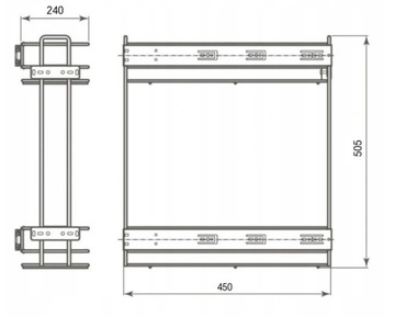 ДВУХЯРОВАЯ ГРУЗОВАЯ КОРЗИНА, 300 мм, БЕСШУМНОЕ ЗАКРЫТИЕ, ХРОМ.