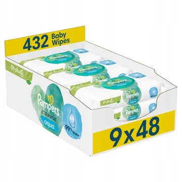 Chusteczki nawilżane Pampers Harmonie Aqua 9 x 48