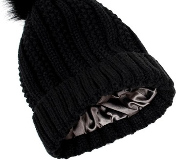 Женская утепленная зимняя шапка с помпоном, ТЕПЛАЯ, плетеная шапка.