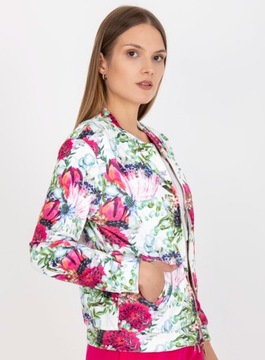 Bluza welurowa ROZPINANA bomberka FLOWERS 290 white S/M