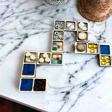 Деревянное сенсорное домино Монтессори, набор из 8 штук.