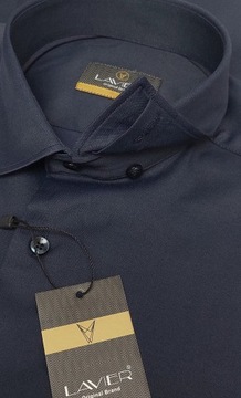 Koszula męska Granatowa dopasowana Lavier - SLIM FIT Bawełna Rozmiar XL