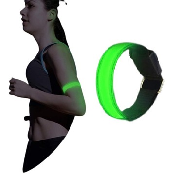 Zielona opaska odblaskowa led do joggingu biegania odblask regulowana
