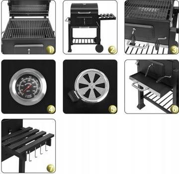 DUŻY GRILL WĘGLOWY XXL REGULOWANY STALOWY RUSZT 57x37mm SKŁADANA PÓŁKA LUND