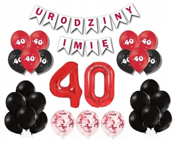 Zestaw Balony Czterdziestka 40 Urodziny + Imię