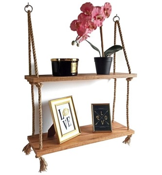 Półka wisząca 56 cm 2 poziomy Dąb craft złoty loft