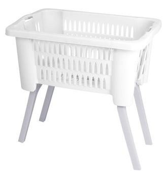 KOSZ NA PRANIE z rozkładanymi nóżkami, biały 60/60/40cm