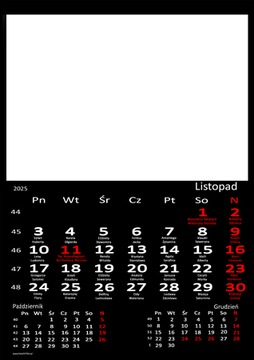 fotokalendarz biurkowy CZARNY - Twoje zdjęcia Oznaczone święto WIGILIA