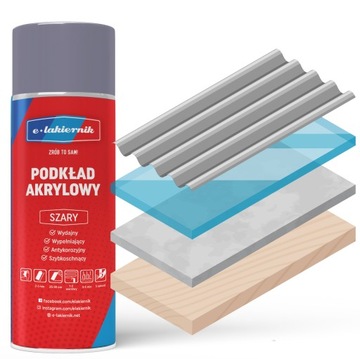 Podkład Akrylowy Szary Spray Szybkoschnący 400ml e-lakiernik
