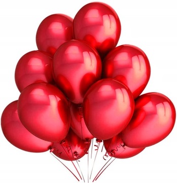 BALONY CZERWONE METALICZNE 12szt urodziny roczek